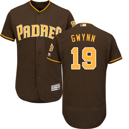 Men's Majestic San Diego Padres #19 Tony Gwynn Authentic Brown Alternate Cool Base MLB Jersey