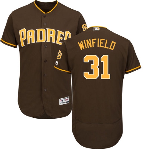 Men's Majestic San Diego Padres #31 Dave Winfield Authentic Brown Alternate Cool Base MLB Jersey