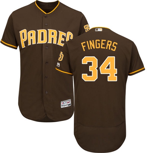 Men's Majestic San Diego Padres #34 Rollie Fingers Authentic Brown Alternate Cool Base MLB Jersey