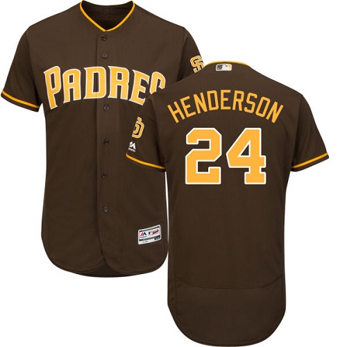Men's Majestic San Diego Padres #24 Rickey Henderson Authentic Brown Alternate Cool Base MLB Jersey