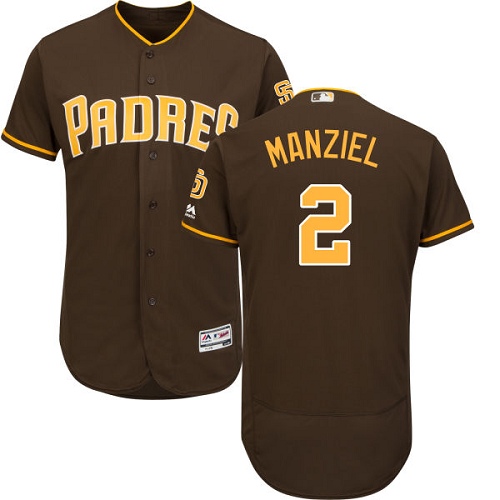 Men's Majestic San Diego Padres #2 Johnny Manziel Authentic Brown Alternate Cool Base MLB Jersey