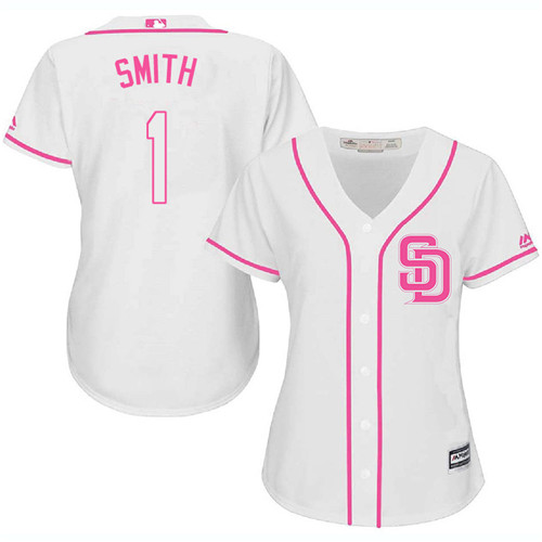 Women's Majestic San Diego Padres #1 Ozzie Smith Authentic White Fashion Cool Base MLB Jersey