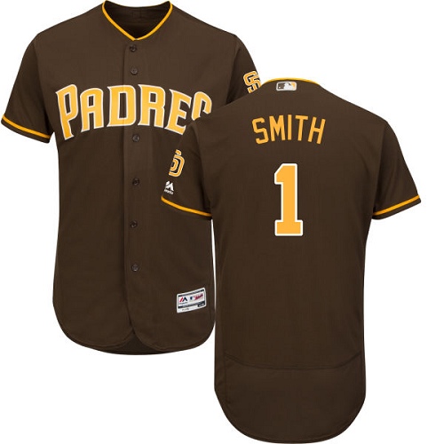Men's Majestic San Diego Padres #1 Ozzie Smith Authentic Brown Alternate Cool Base MLB Jersey