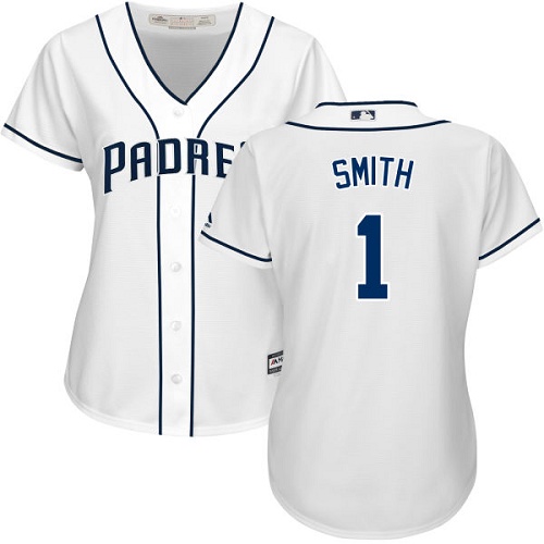 Women's Majestic San Diego Padres #1 Ozzie Smith Authentic White Home Cool Base MLB Jersey