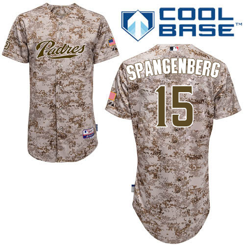 Men's Majestic San Diego Padres #15 Cory Spangenberg Authentic Camo Alternate 2 Cool Base MLB Jersey