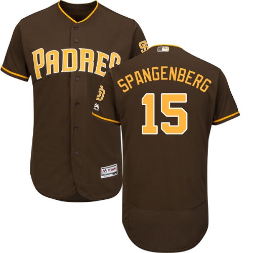 Men's Majestic San Diego Padres #15 Cory Spangenberg Authentic Brown Alternate Cool Base MLB Jersey