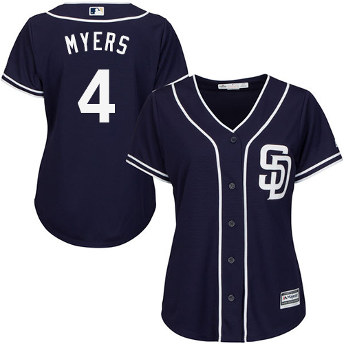 Women's Majestic San Diego Padres #4 Wil Myers Authentic Navy Blue Alternate 1 Cool Base MLB Jersey