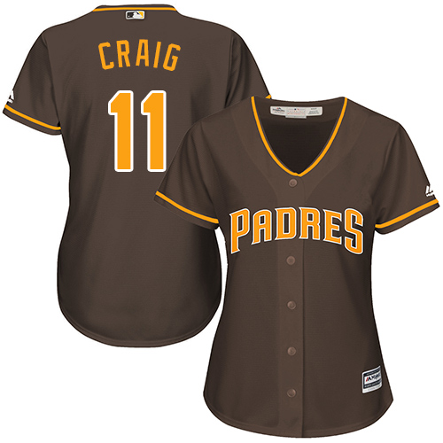 Women's Majestic San Diego Padres #27 Jered Weaver Replica Brown Alternate Cool Base MLB Jersey