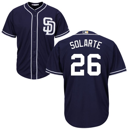 Youth Majestic San Diego Padres #26 Yangervis Solarte Authentic Navy Blue Alternate 1 Cool Base MLB Jersey
