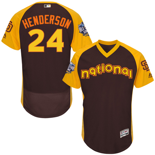 Men's Majestic San Diego Padres #24 Rickey Henderson Brown 2016 All-Star National League BP Authentic Collection Flex Base MLB Jersey
