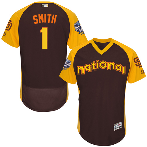 Men's Majestic San Diego Padres #1 Ozzie Smith Brown 2016 All-Star National League BP Authentic Collection Flex Base MLB Jersey