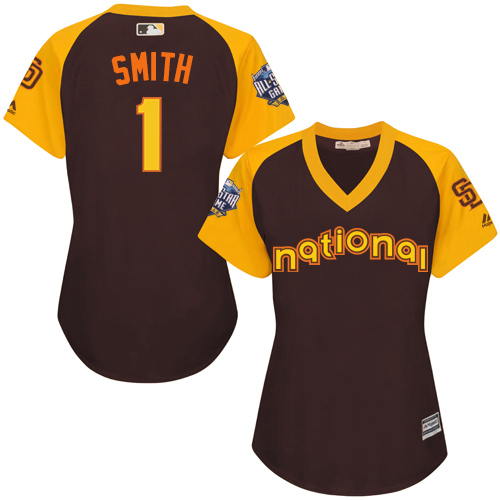 Women's Majestic San Diego Padres #1 Ozzie Smith Authentic Brown 2016 All-Star National League BP Cool Base Cool Base MLB Jersey