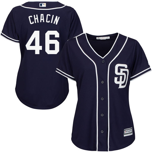 Women's Majestic San Diego Padres #46 Jhoulys Chacin Authentic Navy Blue Alternate 1 Cool Base MLB Jersey