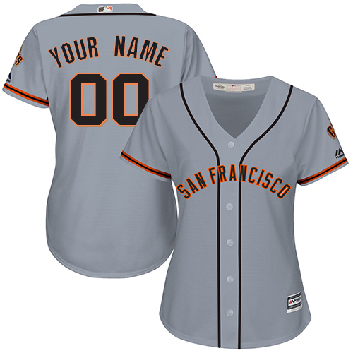 Women's Majestic San Francisco Giants Customized Authentic Grey Road Cool Base MLB Jersey