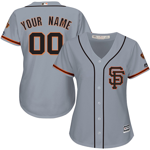 Women's Majestic San Francisco Giants Customized Authentic Grey Road 2 Cool Base MLB Jersey
