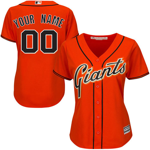 Women's Majestic San Francisco Giants Customized Replica Orange Alternate Cool Base MLB Jersey