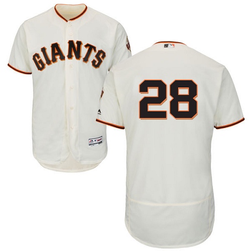 Men's Majestic San Francisco Giants #28 Buster Posey Authentic Cream Home Cool Base MLB Jersey