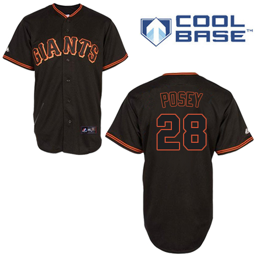 Youth Majestic San Francisco Giants #28 Buster Posey Authentic Black Cool Base MLB Jersey