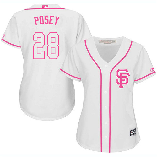 Women's Majestic San Francisco Giants #28 Buster Posey Replica White Fashion Cool Base MLB Jersey