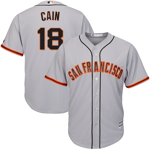 Youth Majestic San Francisco Giants #18 Matt Cain Replica Grey Road Cool Base MLB Jersey