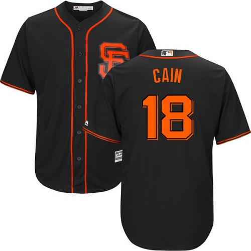 Youth Majestic San Francisco Giants #18 Matt Cain Replica Black Alternate Cool Base MLB Jersey