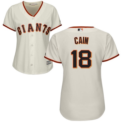 Women's Majestic San Francisco Giants #18 Matt Cain Replica Cream Home Cool Base MLB Jersey