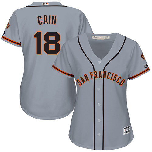 Women's Majestic San Francisco Giants #18 Matt Cain Replica Grey Road Cool Base MLB Jersey