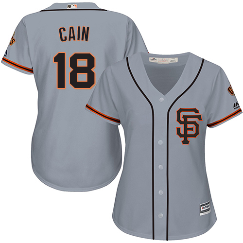 Women's Majestic San Francisco Giants #18 Matt Cain Authentic Grey Road 2 Cool Base MLB Jersey