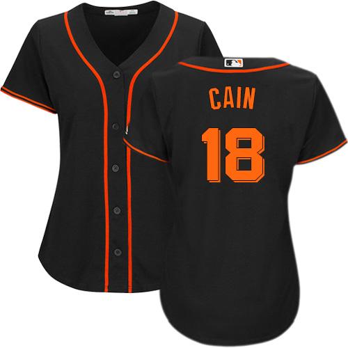Women's Majestic San Francisco Giants #18 Matt Cain Authentic Black Alternate Cool Base MLB Jersey