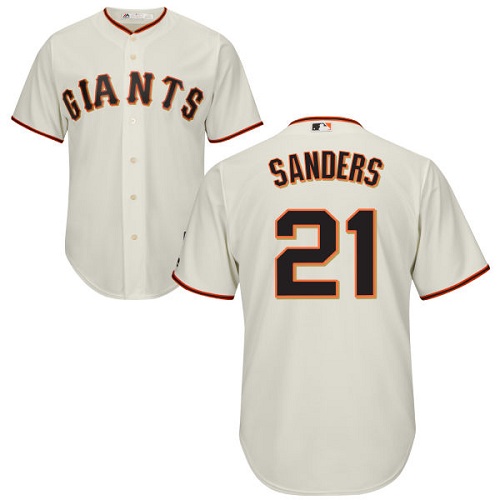 Youth Majestic San Francisco Giants #21 Deion Sanders Authentic Cream Home Cool Base MLB Jersey
