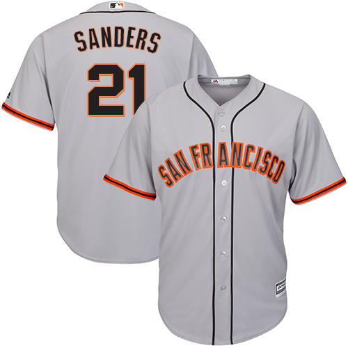 Youth Majestic San Francisco Giants #21 Deion Sanders Authentic Grey Road Cool Base MLB Jersey