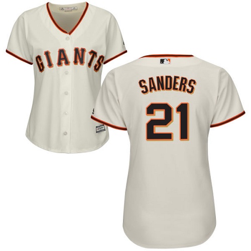 Women's Majestic San Francisco Giants #21 Deion Sanders Authentic Cream Home Cool Base MLB Jersey