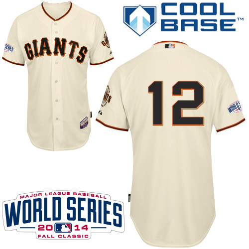 Men's Majestic San Francisco Giants #12 Joe Panik Authentic Cream Home Cool Base w/2014 World Series Patch MLB Jersey