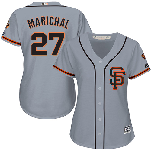 Women's Majestic San Francisco Giants #27 Juan Marichal Authentic Grey Road 2 Cool Base MLB Jersey
