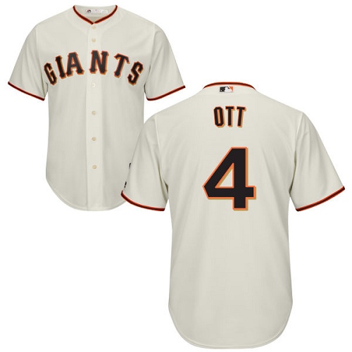 Men's Majestic San Francisco Giants #4 Mel Ott Replica Cream Home Cool Base MLB Jersey