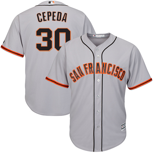 Youth Majestic San Francisco Giants #30 Orlando Cepeda Authentic Grey Road Cool Base MLB Jersey