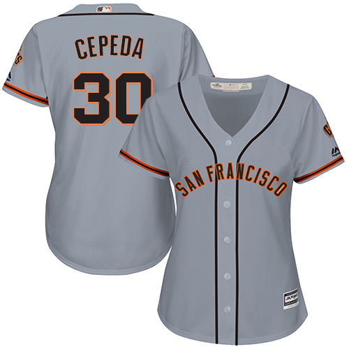 Women's Majestic San Francisco Giants #30 Orlando Cepeda Authentic Grey Road Cool Base MLB Jersey