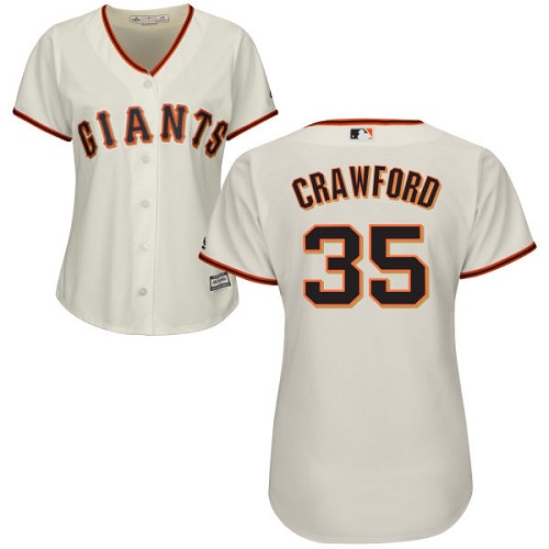 Women's Majestic San Francisco Giants #35 Brandon Crawford Replica Cream Home Cool Base MLB Jersey