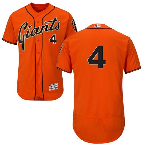 Men's Majestic San Francisco Giants #4 Mel Ott Authentic Orange Alternate Cool Base MLB Jersey