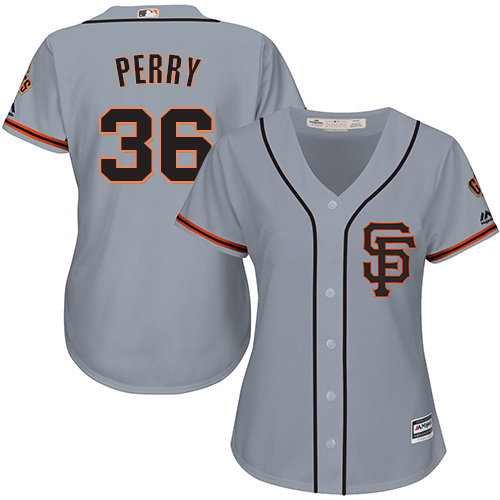Women's Majestic San Francisco Giants #36 Gaylord Perry Authentic Grey Road 2 Cool Base MLB Jersey