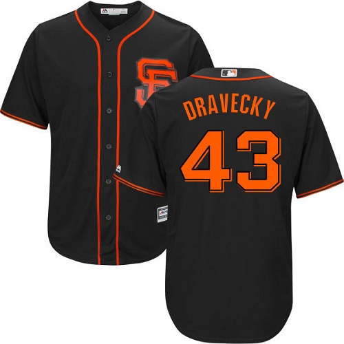 Men's Majestic San Francisco Giants #43 Dave Dravecky Replica Black Alternate Cool Base MLB Jersey
