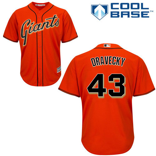 Youth Majestic San Francisco Giants #43 Dave Dravecky Authentic Orange Alternate Cool Base MLB Jersey