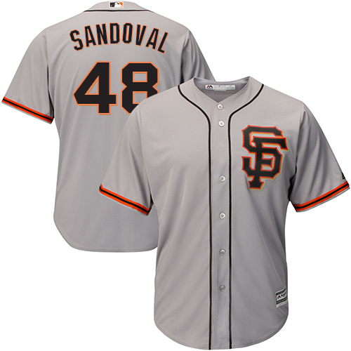 Youth Majestic San Francisco Giants #48 Pablo Sandoval Authentic Grey Road 2 Cool Base MLB Jersey