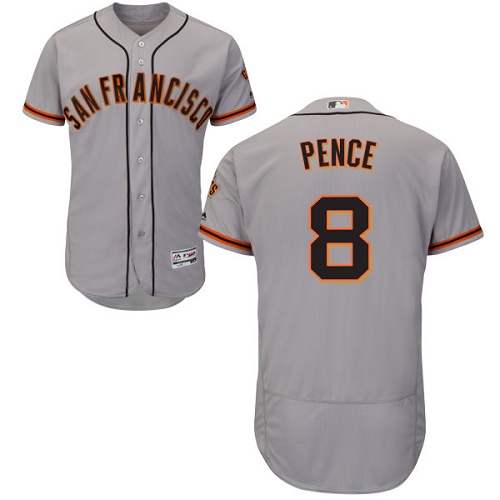 Men's Majestic San Francisco Giants #8 Hunter Pence Authentic Grey Road Cool Base MLB Jersey