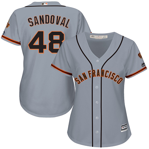 Women's Majestic San Francisco Giants #48 Pablo Sandoval Replica Grey Road Cool Base MLB Jersey