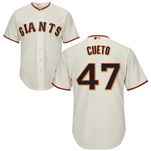Youth Majestic San Francisco Giants #47 Johnny Cueto Authentic Cream Home Cool Base MLB Jersey