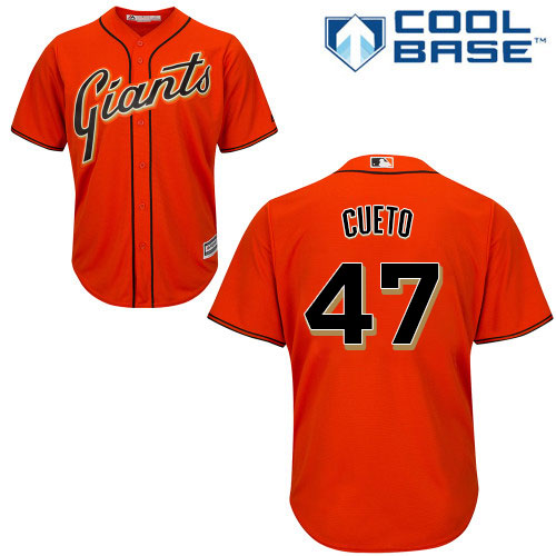 Youth Majestic San Francisco Giants #47 Johnny Cueto Authentic Orange Alternate Cool Base MLB Jersey