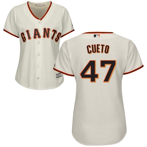 Women's Majestic San Francisco Giants #47 Johnny Cueto Authentic Cream Home Cool Base MLB Jersey