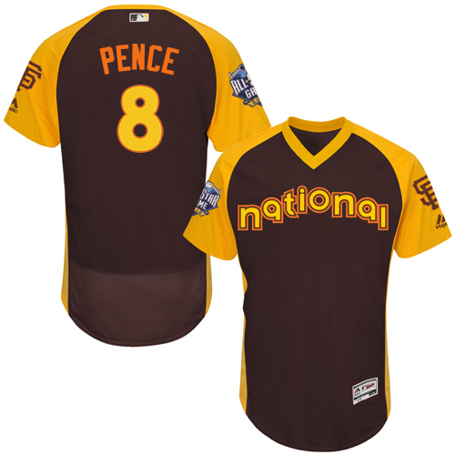 Men's Majestic San Francisco Giants #8 Hunter Pence Brown 2016 All-Star National League BP Authentic Collection Flex Base MLB Jersey