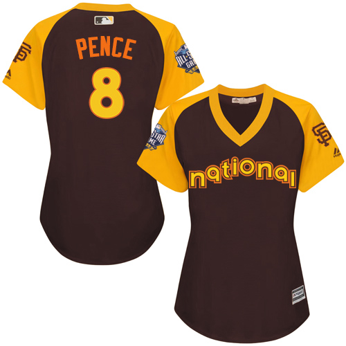 Women's Majestic San Francisco Giants #8 Hunter Pence Authentic Brown 2016 All-Star National League BP Cool Base MLB Jersey